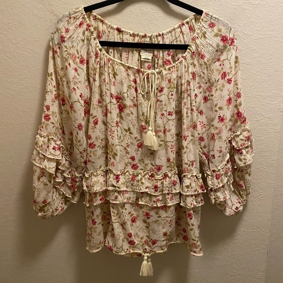 Denim & Supply Ralph Lauren Tops - Denim & Supply Ralph Lauren Floral Boho Cottagecore Ruffle Detail Blouse Size XS